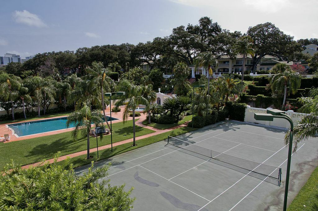 The grounds feature swimming pools, and tennis and basketball courts.