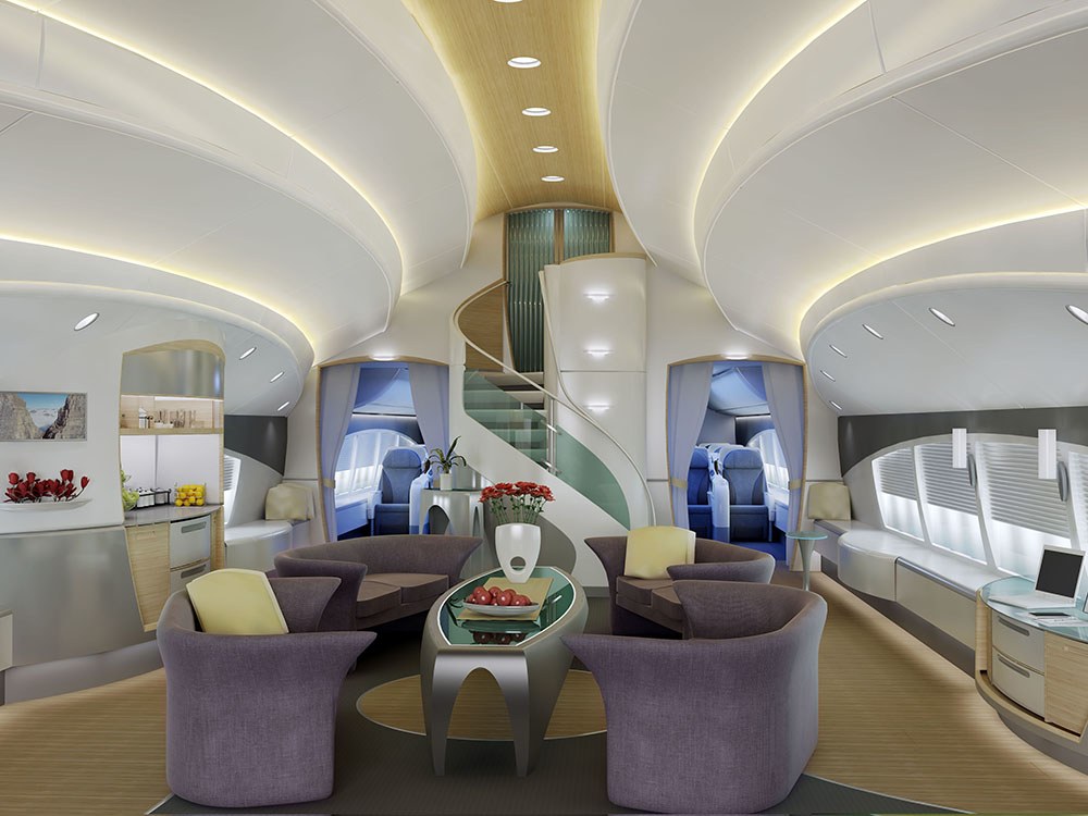 inside private jumbo jet